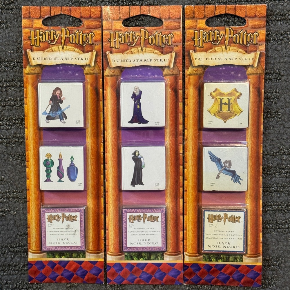 Vintage‎ Harry Potter Rubber Stamp Lot Of 3 Hermione Snape Dumbledore Hogwarts
